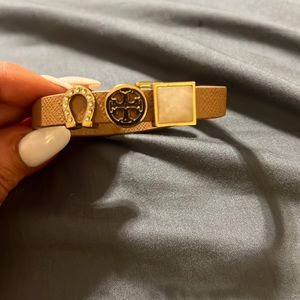Like New Leather Tory Burch Charm Bracelet with Buckle Clasp